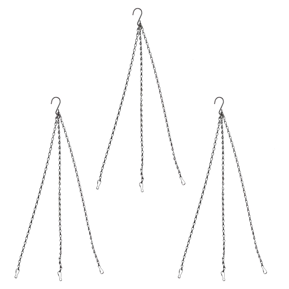 Lotsdonxia Black 3-Piece Metal Hanging Chain Set - 50Cm Adjustable Chains With Hooks For Bird Feeders, Plant Baskets & Outdoor Ornaments