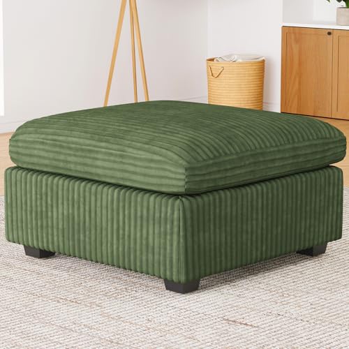 Belffin Ottoman Seat with Storage for Modular Sectional Sofa Storage Ottoman Bench Footrest for Living Room Corduroy Sectional Couch Green Ottoman Mod