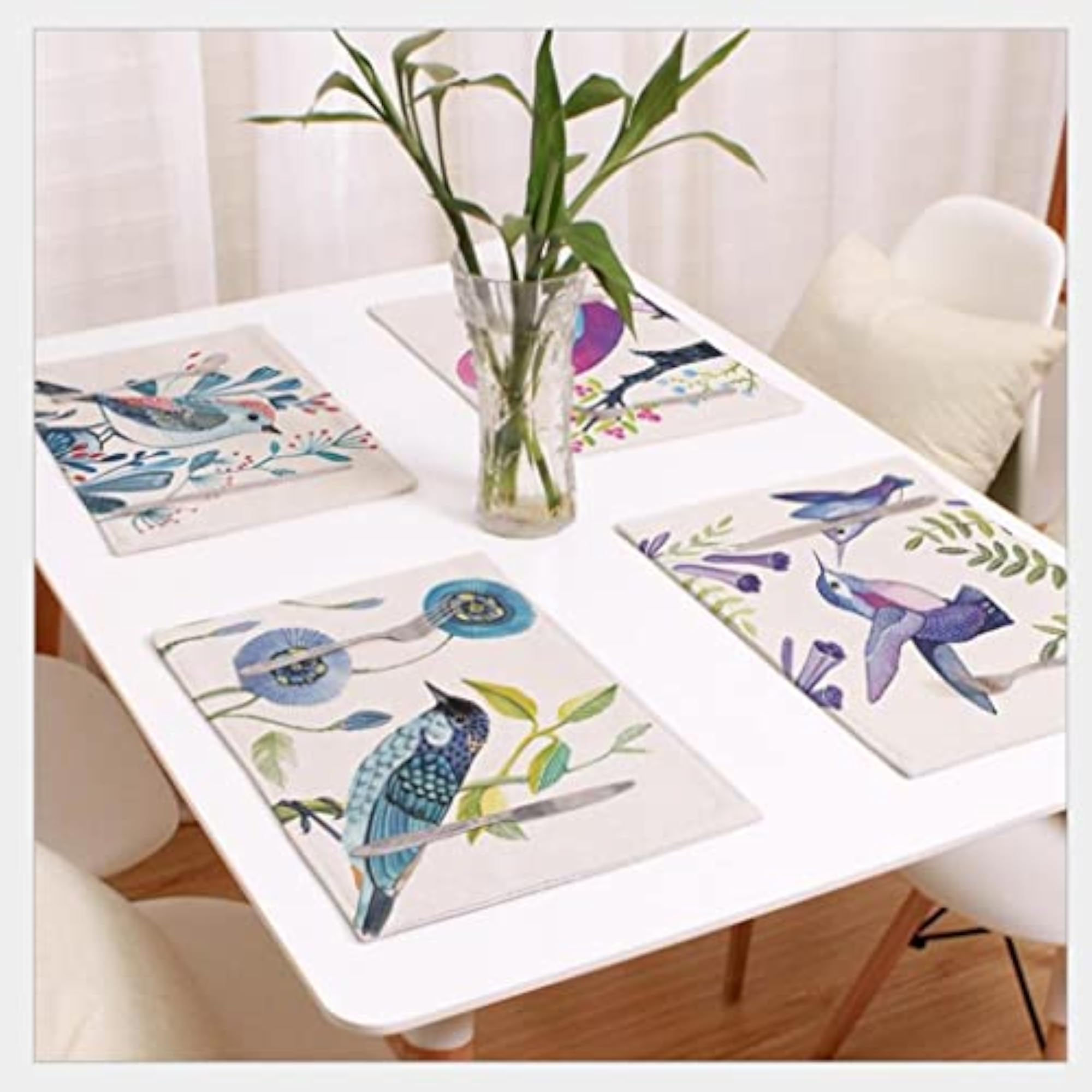 Bird Pattern Dining Table Mats Drink Coasters Placemats