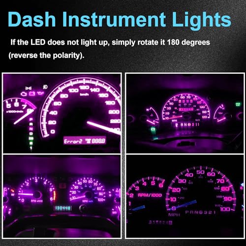 GLOFE 40 Pieces T10 194 168 LED Dash Instrument Light Bulbs with Twist Lock Socket, Bright Pink/Purple Instrument Cluster Light Bulbs for Dashboard lights Panel Gauge Cluster Indicator Dome Lights