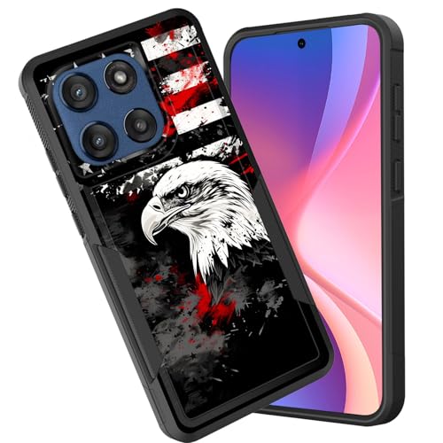 CICPLKSE for Motorola Moto G 2026 / Moto G 2025 / Moto G Play 2026 Case,Dual Layer Heavy Duty Hybrid Shockproof Hard PC Soft Silicone TPU Bumper Protective Case,Bald Eagle American Flag