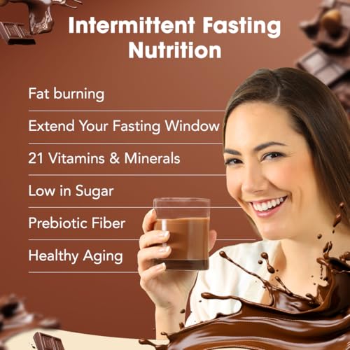 prolon intermittent fasting drink mix  fasting shake for intermittent fasting  vitamins fiber plant based protein superfoods  keto vegan gluten free dairy free  chocolate 12 packets