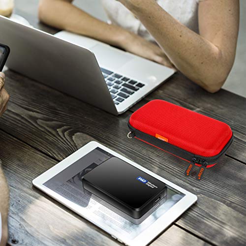 Image of External Hard Drive Case - GLCON Shockproof EVA Carrying Case for WD My Passport Element Seagate Expansion Backup Toshiba 1TB 2TB 4TB - High Protection Portable Travel Electronic Power Bank Bag (Red) | Fits WD My Passport, Seagate, Toshiba, 1TB 2TB 4TB, Power Bank, Portable Electronic Organizer