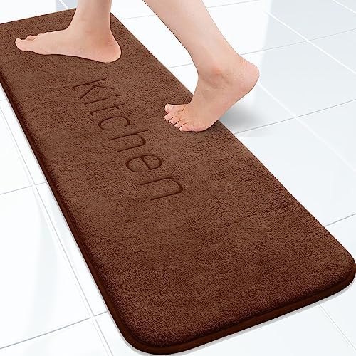 Granbest Thicken Memory Foam Bath Mat Extra Soft Non-Slip Bathroom Rug Super Absorbent Bath Rug Machine Washable Foot Mat for Bathroom, Kitchen(40 x 60 cm,LightGrey)