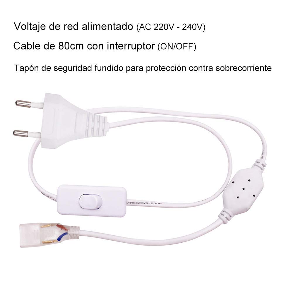 XUNATA Super Luminoso Striscia LED con Interruttore, 220V SMD 2835 276 LEDs/m, IP65 Impermeabile, Flessibile Striscia a LED per Scaletta Tetto Cavi da Cucina Decorazione- 12m, Bianco