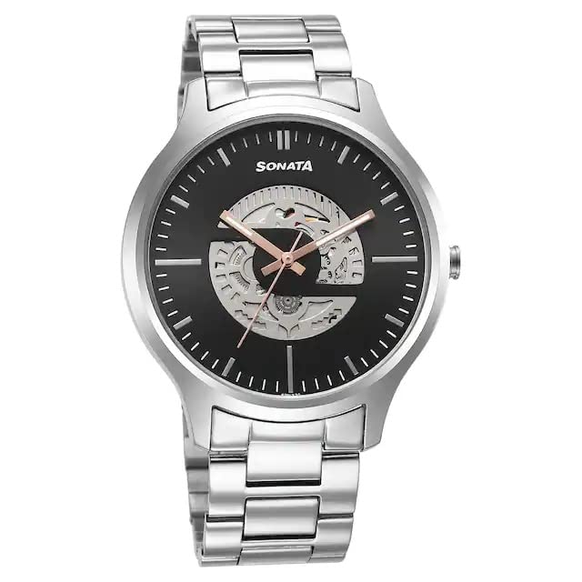 Sonata Unveil Quartz Multifunction Black Dial Stainless Steel Strap Watch for Men-7140SM03 (B0BZPSK1D5) Amazon Price History, Amazon Price Tracker