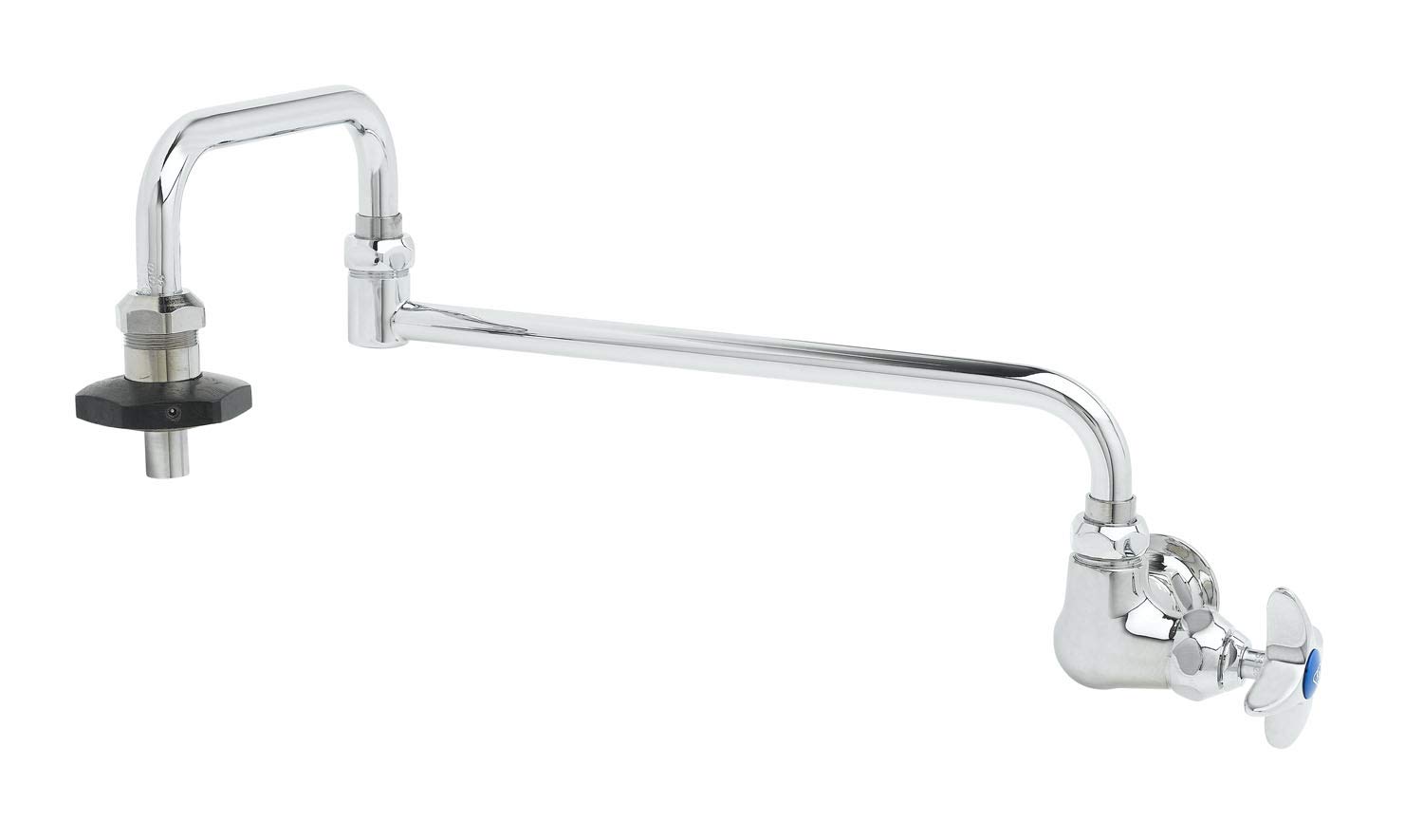 T&S BrassB-0592 Wall Mount Single Control Insulated On-Off Control Pot Filler with 18-Inch Double Joint Nozzle, Chrome,Silver