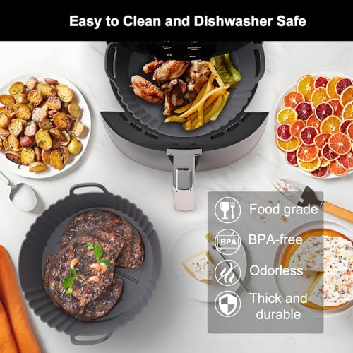 Image of Round Silicone Air Fryer Liners 3 Pack 4-5.3QT for Ninja AF101 /161