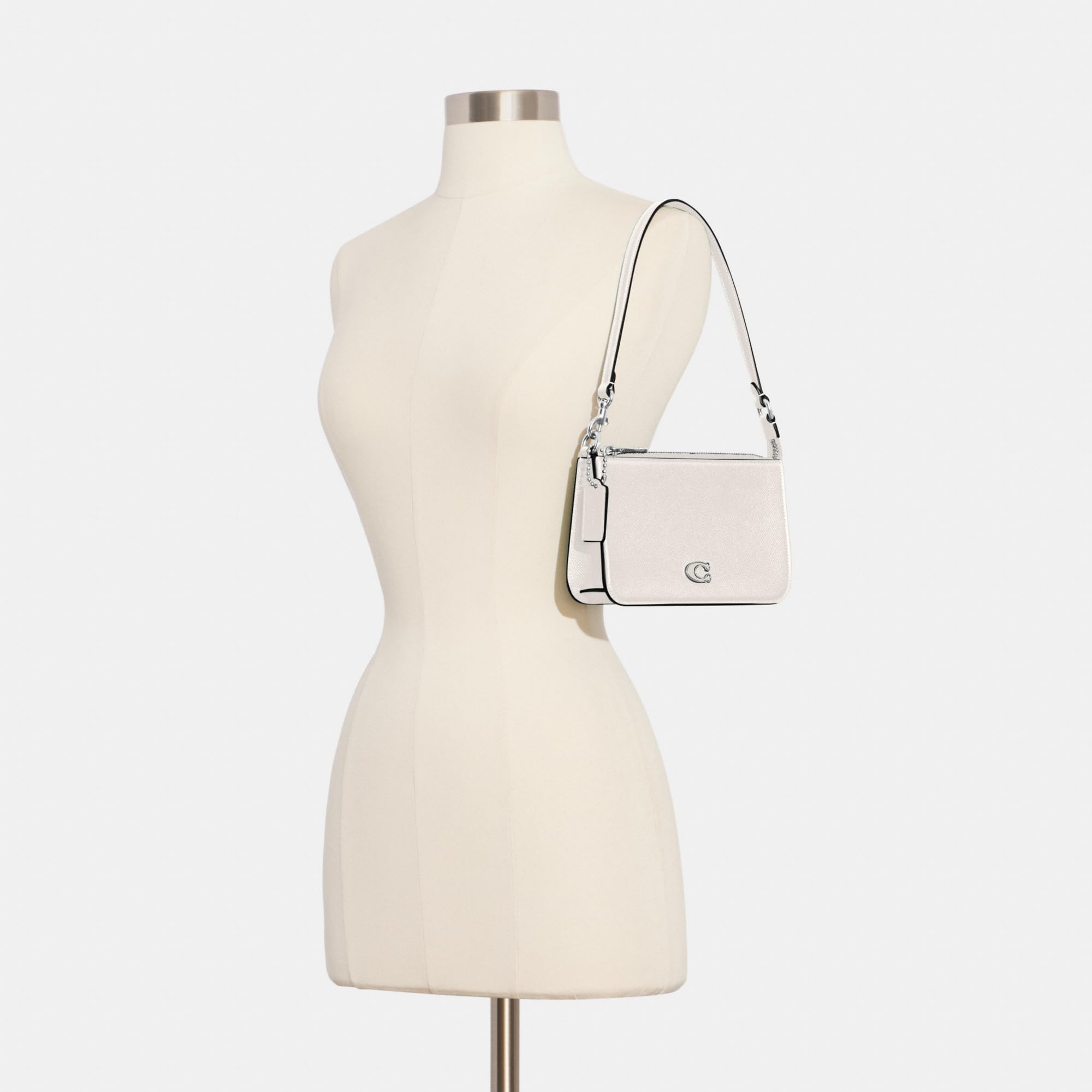 COACH Pouch Bag in Cross Grain Leather Chalk One Size : Amazon.in