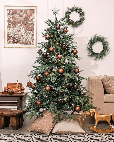 image for DN DECONATION Brown Glass Christmas Ball Ornaments, Set of 9, 3' Hangi