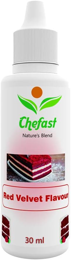 Chefast Red Velvet Flavour Baking Essence for Cake, Ice-Cream, Chocolates, Milkshakes- 30ML ( Use 2-3 Drops Essence for 250 Grm Cake) This is Flavour only Not a Color