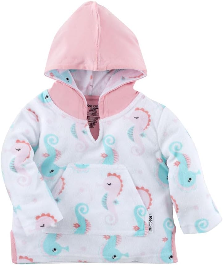 ZOOCCHINI Baby & Toddler Terry Swim Coverup – UPF 50+ Long Sleeve Pullover with Terry-Lined Hood & Front Pocket