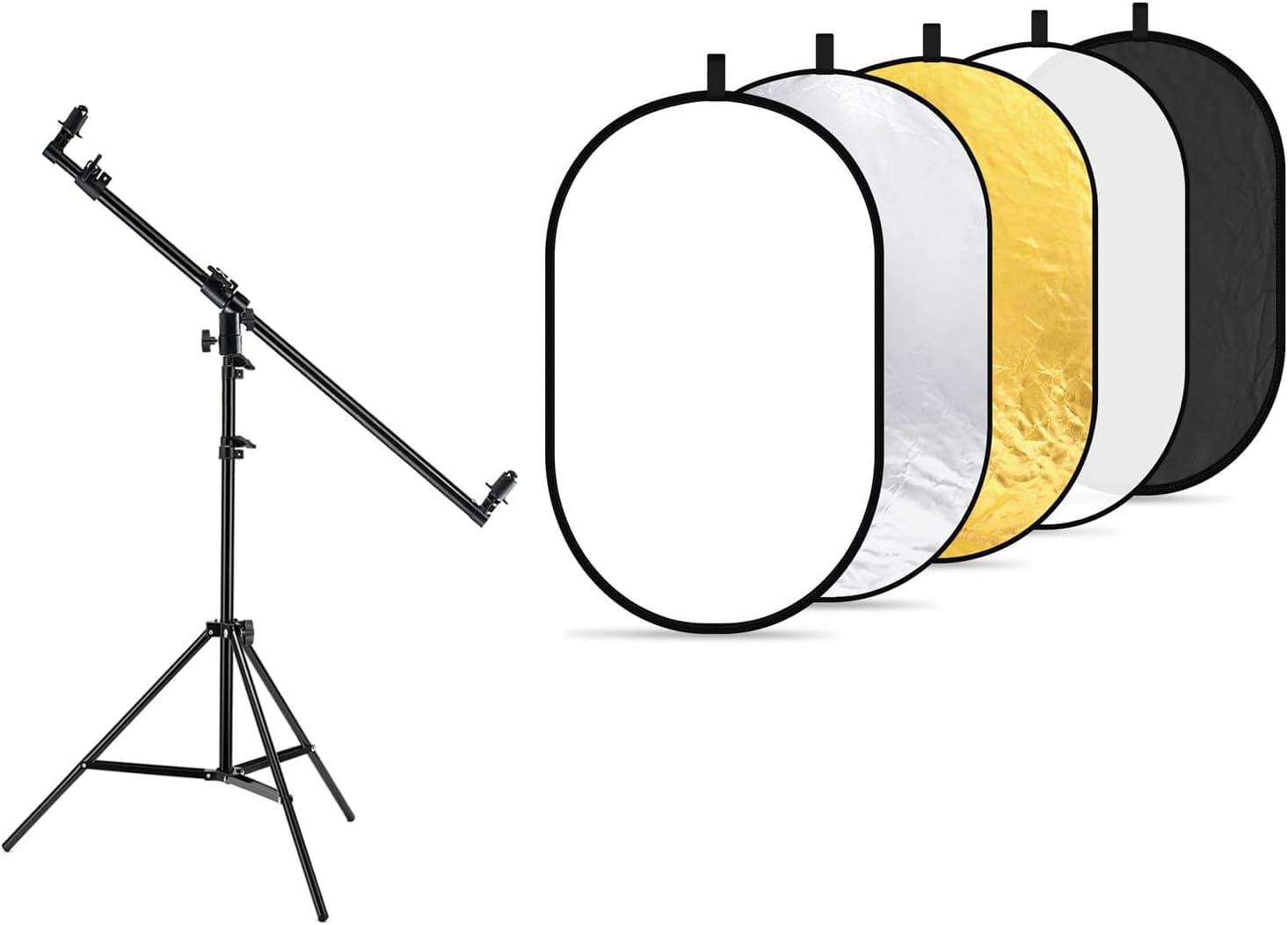 YUOCU 40"x60"/100x150cm Photography Light Reflector with Extendable Reflector Holder Arm with 78.7"/2m Tripod Light Stand