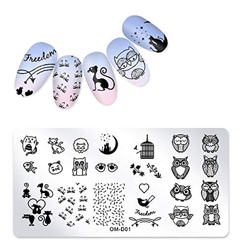 5Pcs Nail Stamp Plates Set Nails Art Stamping Plate Manicuring Accessories Animals Leaves Flowers Fruits Geometry Cartoons Image Template For Diy Nail Art #TOP1