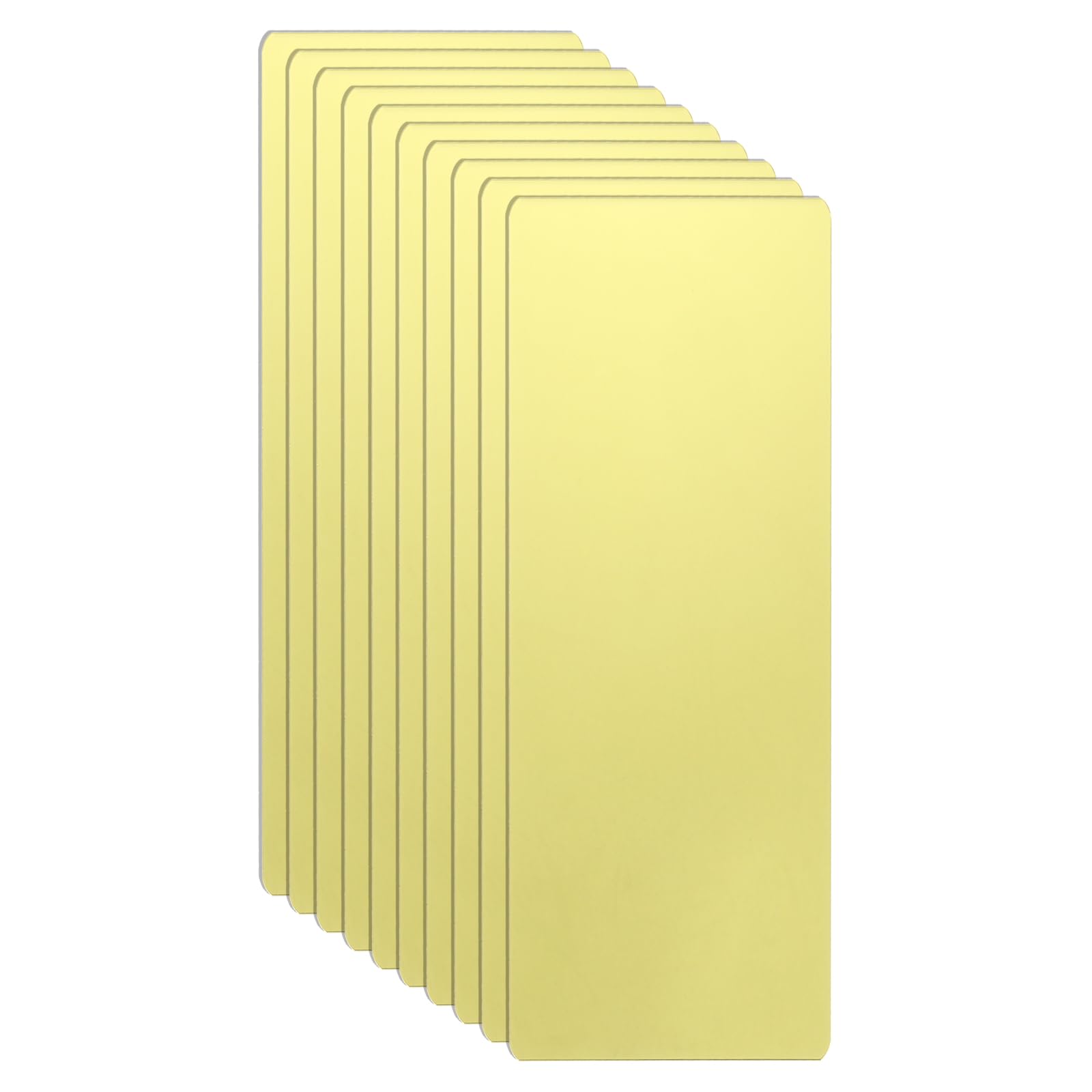 sourcing map 10pcs Metal Business Card 80 x 30 x 0.4mm 201 Stainless Steel Mirror Titanium Engrave Cards Custom Blank CNC Engrave Sheet for House Office DIY Gift Invitations, Gold