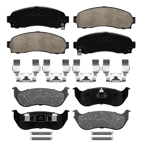 Image of Detroit Axle - Brake Pads for 2002-2005 Ford Explorer Mercury Mountaineer 2003 2004 Ceramic Brakes Pads w /Hardware Front and Rear Replacement