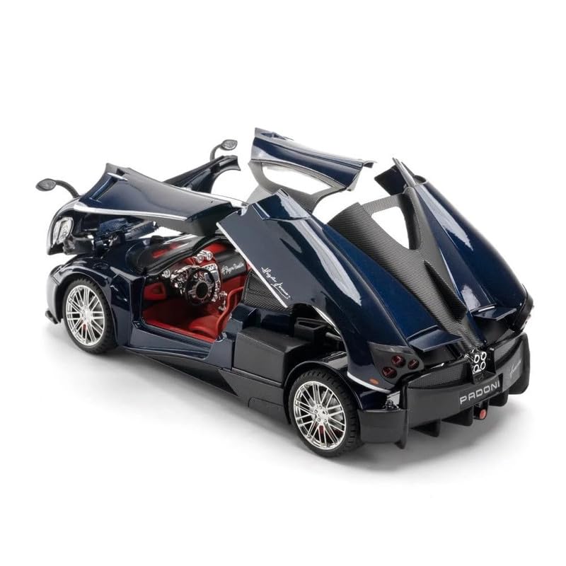 Image of Model 1:18 Pagani Huayra Model Alloy Metal Pull Back Die-cast Car Openable Doors with Sound and Light Vehicle Car Toy for Kids - Multicolor