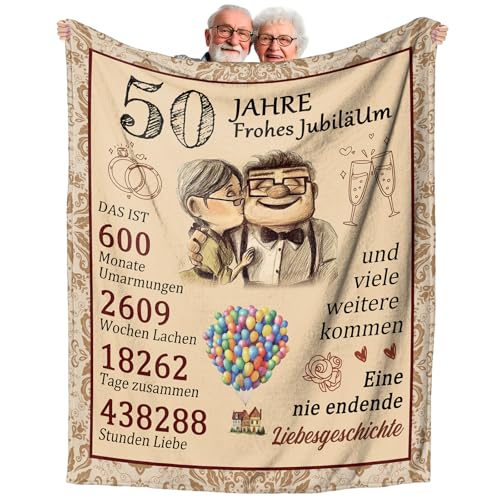 Decke Zum 50. Hochzeitstag – Goldene Jubiläumsdecke, 152x203 Cm, Weiches Flanell, Geschenk Für Ehepaar