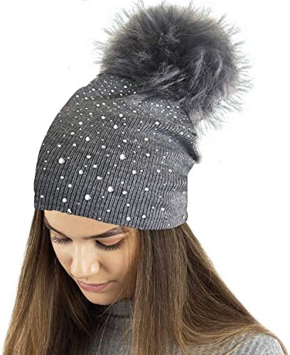 Ladies Fine Knit Winter Beanie hat with 