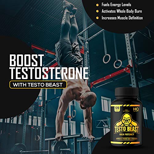 Test Booster for Men | 120 caps | Testosterone Supplement | High Strength | Natural Ingredients Ashwagandha, Vitamin D and Luteolin | Massive 2000mg Serving and Suitable for Vegans | Beast and Bulk - Image 4