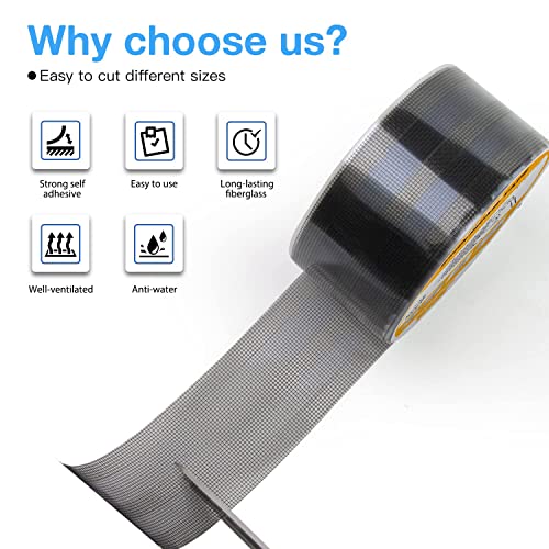 Screen Repair Kit Black - 20Ft X 2In Door Window Screen Repair Kit, Fiberglass Covering Mesh Tape Strong Adhesive Seal For Repair Holes Tears #TOP4