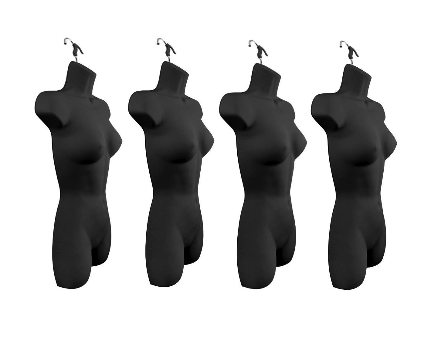 One Mannequin Female Black Torso with Hanger Plastic Hanging Dress Form