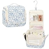 Relavel Hanging Toiletry Bag for Women Travel Makeup Bag Cosmetic Organizer Toiletries Bag for Travel Size Essentials Accessories Shower Caddy Bag for Bathroom Beach Gym, Floral Print