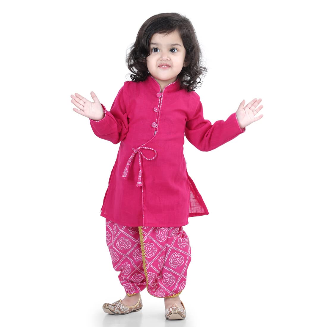 BownBee Ethnic Wear Cotton Kurta Dhoti Traditional Dress Set for Baby Boys, Front Open with Dori Pattern, Full Sleeves, and Round neck, Ideal for All Festivals