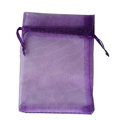 Jooks - Lots de 10 sachets à bijoux - En organza violet - Pour cadeau souvenir de mariage - Pochettes à cordon