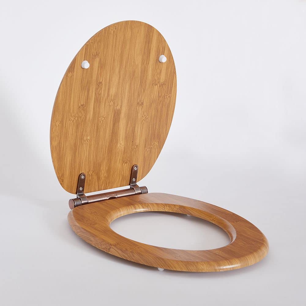 Milano Oil Rubbed Bronze Richmond 375Mm X 435Mm Oak Effect Toilet Wc Seat Top Fix Bronze Soft Close Hinges
