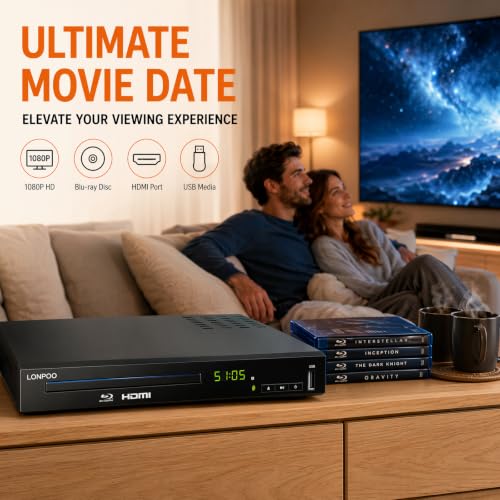 Image of HD Blu-Ray Disc Player for TV with HDMI & AV Cables, Upscaling TV CD DVD Player 1080P, Built-in PAL NTSC, HDMI AV Coaxial Output USB Input
