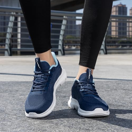 FLARUT Women's Running Shoes Lightweight Breathable Sport Sneakers Casual Comfort Walking Athletic Non Slip(Navy Blue,36)
