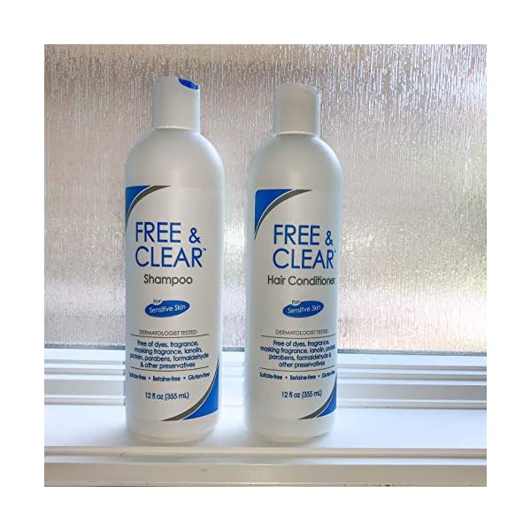 Free-Clear-Hair-Shampoo-Fragrance-Gluten-and-Sulfate-Free-For-Sensitive-Skin-12-Ounce Vanicream Shampoo – pH Balanced Mild Formula Effective For All Hair Types and Sensitive Scalps - Free of Fragrance, Lanolin, and Parabens – 12 Fl Oz