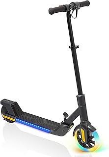 E-Scooter Children (6-12 Years), up to 16 km/h, Max. Range 8 km, 7 Inch Front Wheel with Self-Lighting, 6 Inch Solid Rear Tyres, Electric Scooter Foldable for Children, Gift for Teenagers