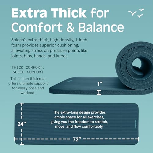 Retrospec Solana Yoga Mat 1" Thick w/Nylon Strap for Men & Women - Non Slip Exercise Mat for Home Yoga, Pilates, Stretching, Floor & Fitness Workouts - Ocean Blue by Retrospec - Image 3