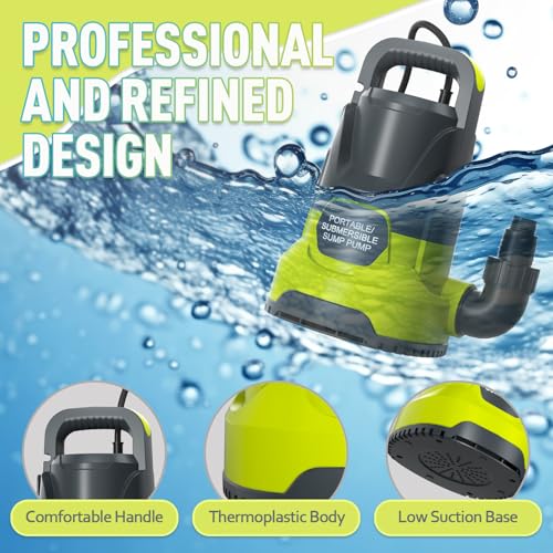Image of Sump Pump 1HP 4200GPH Electric Thermoplastic Submersible Water Pump
