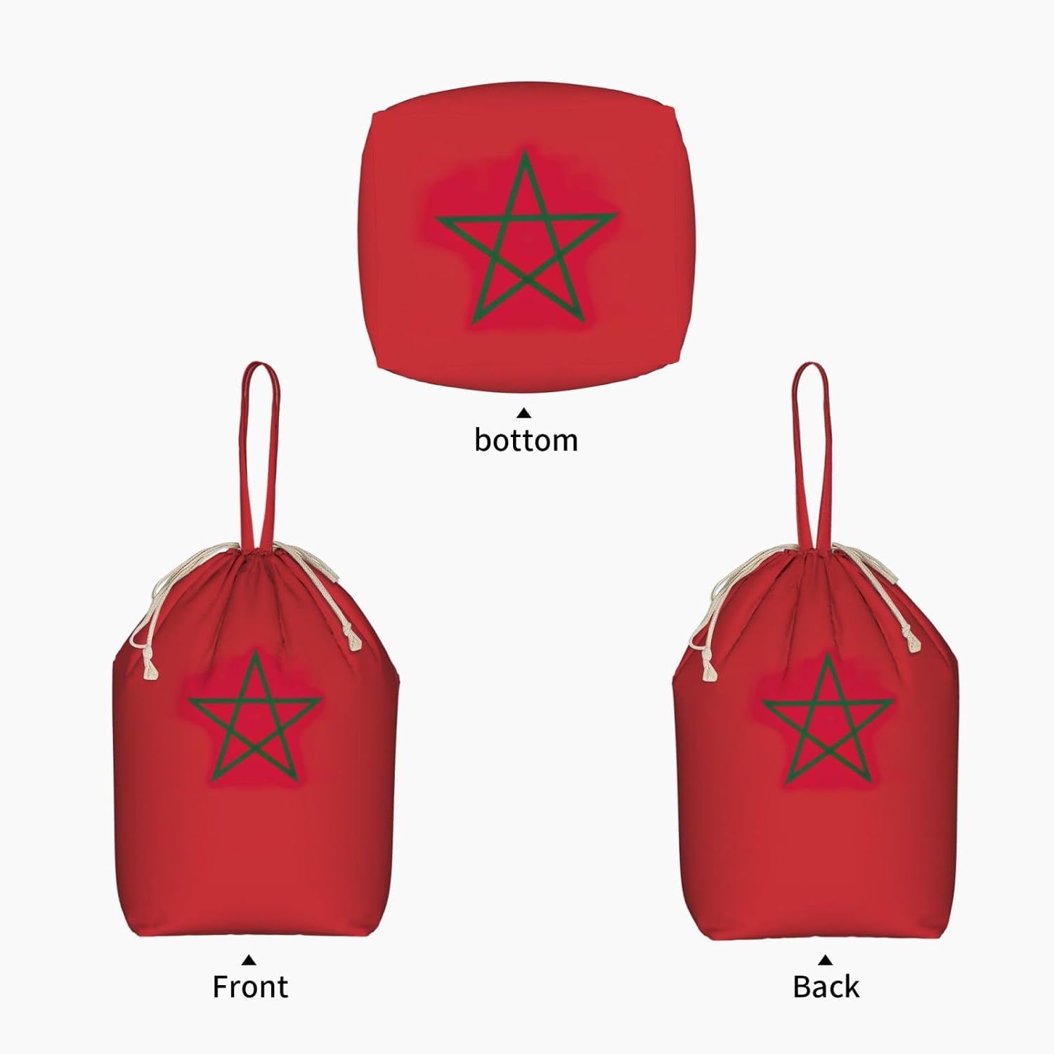 Oxford Flag of Morocco Print Large-capacity drawstring laundry bag with Handles for Dorm,Hotel