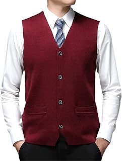 Men Swallowtail Knit Vest V Neck Cardigan Sleeveless for Winter Formal Business Buttons Down Solid Vest