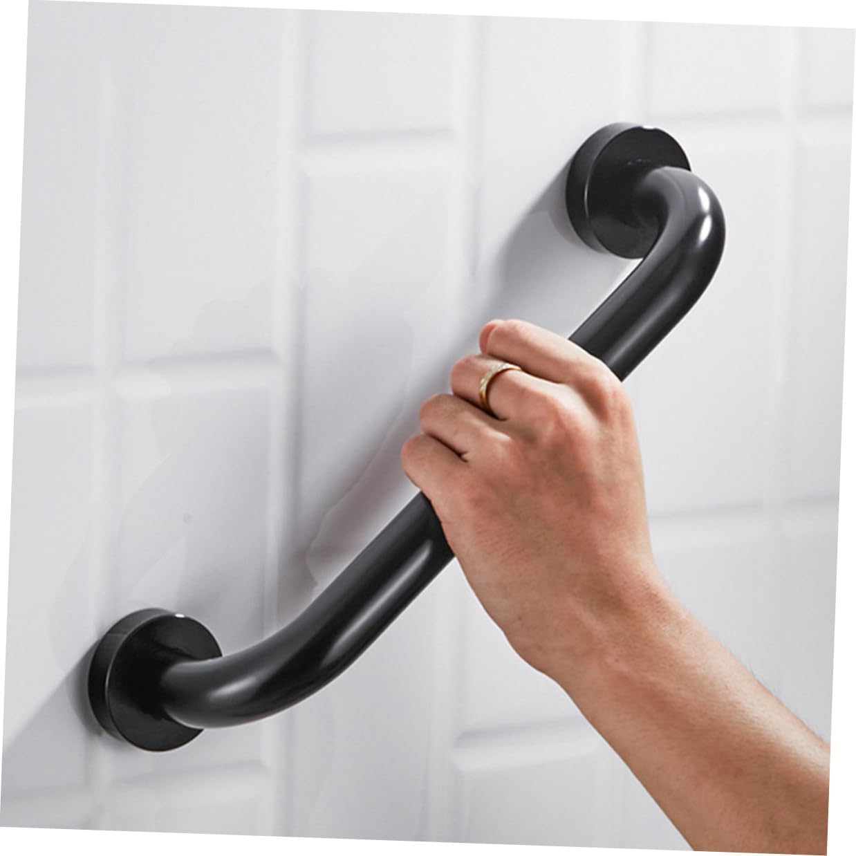 2pcs Wall-Mounted Anti-Slip Bathtub Grab Bars Space Aluminum Safety Handrails for Elderly Bathroom Stability Support