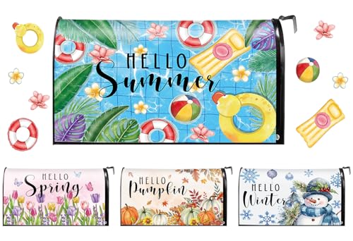 Image of FYSUIMU 4Pcs Mailbox Covers Seasonal Magnetic Standard Size 18 x 21 Inch Spring Summer Autumn Winter Seasonal Mailbox Wrap for Outdoor Home Yard Garden Decoration