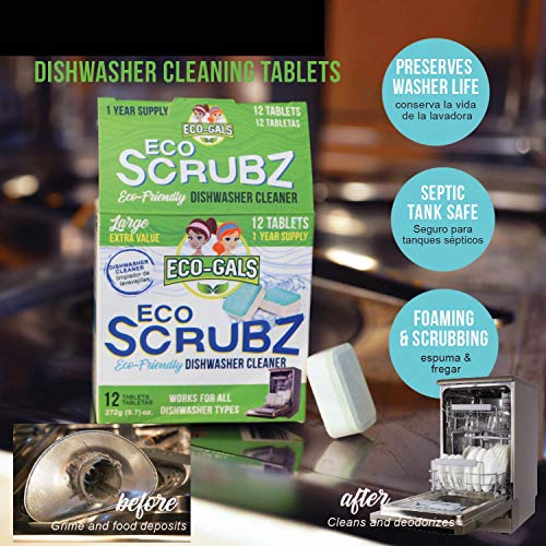 image for Eco-Gals Eco Scrubz Deep Dishwasher Machine Cleaner Unscented, 12 Coun