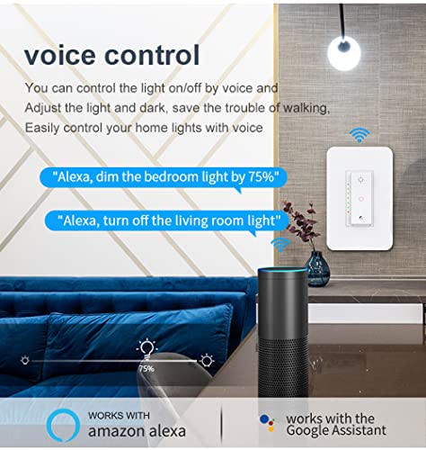 3 Way Dimmer Smart Wi-Fi Light Switch, Works With Amazon Alexa Google Assistant & Ifttt Remote Control, Timing Function No Hub Required(3-Way Dimmer 1-Pack) #TOP3