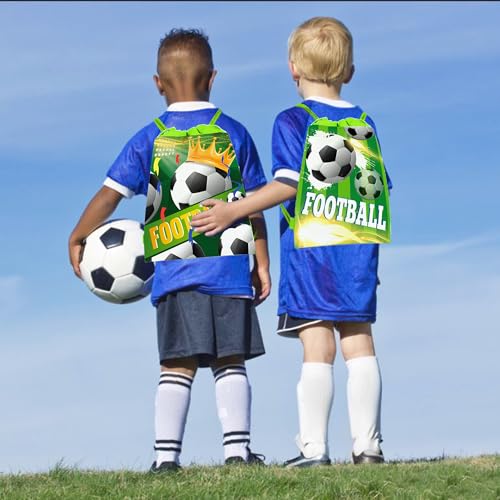 12 Pcs Soccer Themed Drawstring Non Woven Bag Beach Backpack Sports Picnic Organizer Bag For Outdoor Sports Fitness Travel4