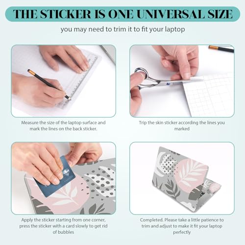 Image of Laptop Skin Sticker Decal, 12 inch 13 inch 13.3 inch 14 inch 15 inch 15.4 inch 15.6 inch Personalized Universal Vinyl Notebook Skin Sticker Cover Art Protector Decal with Free 2 Wrist Pads, Tropical Leaves