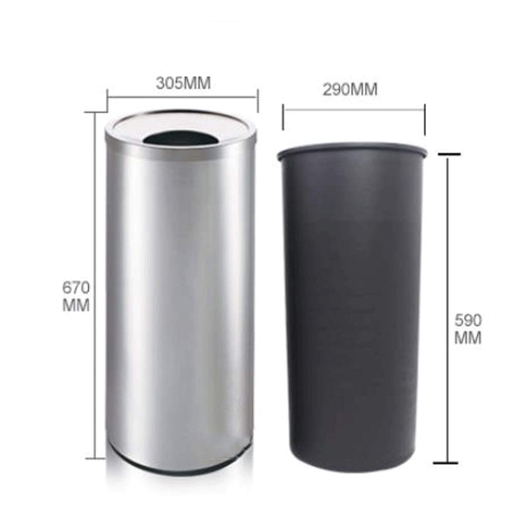 Lobby Trash Can Stal nierdzewna 30.5 * 67cm Hotel Zakupy Centrum handlowe Śmieci(Silver)