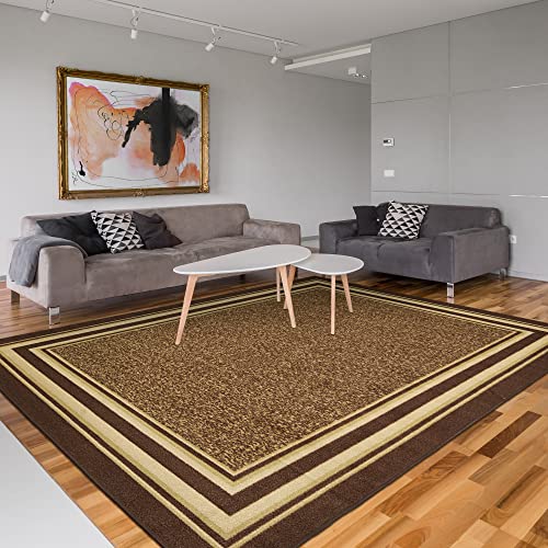 Ottomanson Bordered Brown Ottohome Collection Contemporary, Area Rug-7'10" X 9'10" #TOP5