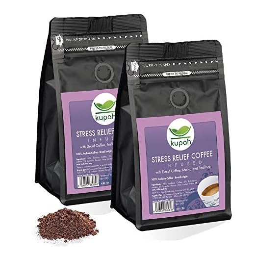 Cafe molido descafeinado natural | Kupah Relax | Cafe molido arabica 2 x 250 g | 500g | Reduce la ansiedad | Melisa y Pasiflora | Tostado artesanal