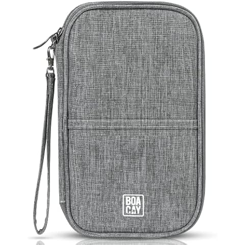 BOACAY Family Passport Holder, Waterproof Travel Wallet & Document Organiser for Women and Men, Portable & Foldable Case for Cards, Boarding Pass, ID, Money, Tickets with Zipper & Excellent Materials Cover