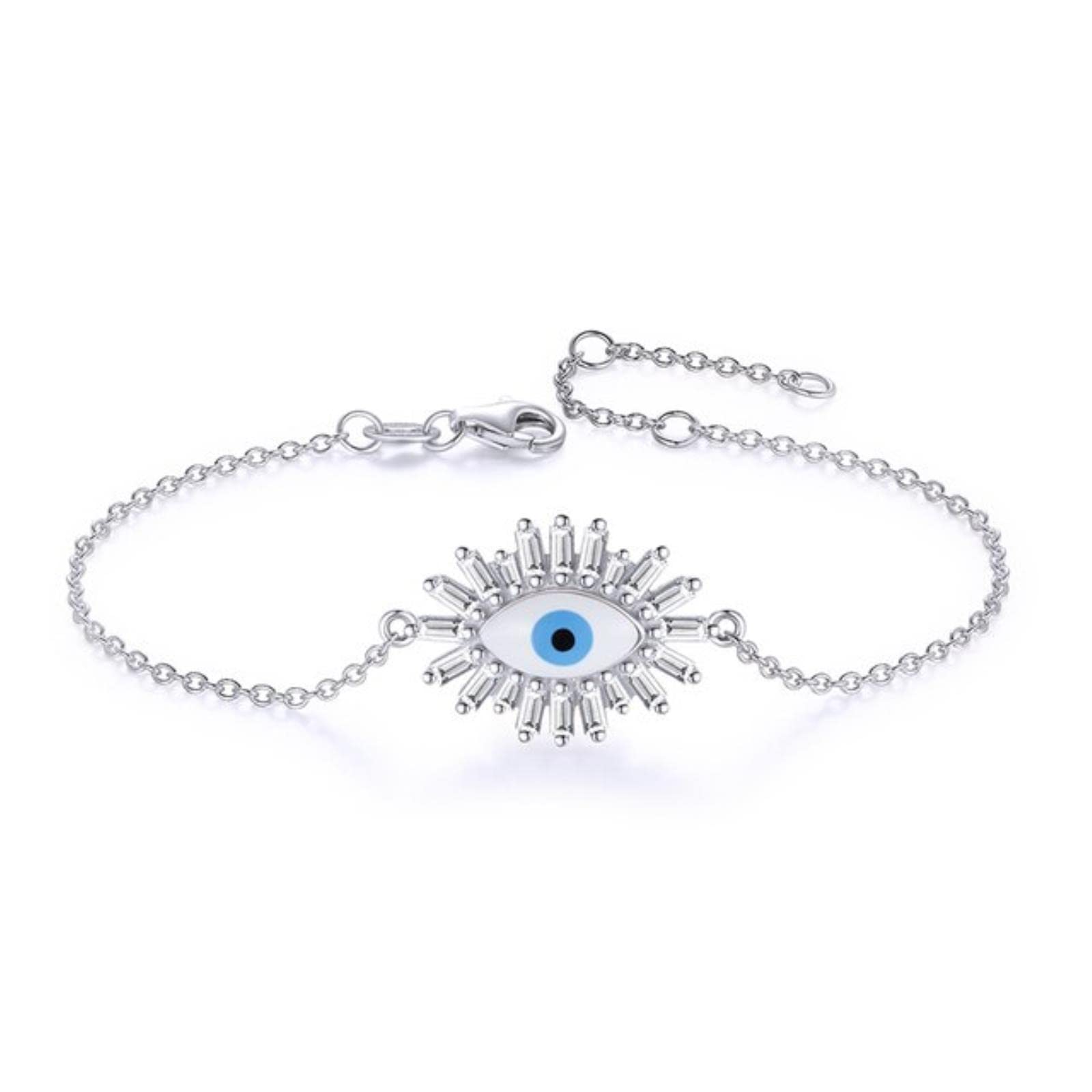 XYNSNDB Productos para niñas, Collar con Colgante de Ojo de corazón de la Suerte de Cristal de Plata de Ley 925 Turco Malvado, joyería con abalorio para Mujer s