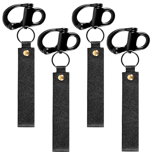NBPLUS Quick Release Clip Shackle for SCBA Mask Firefighter & Marine with Leather Strap Handles for Emergency Situations 316 Stainless Steel Snap Shackles Rigging Fireman Clasp Gear Accessories Tool